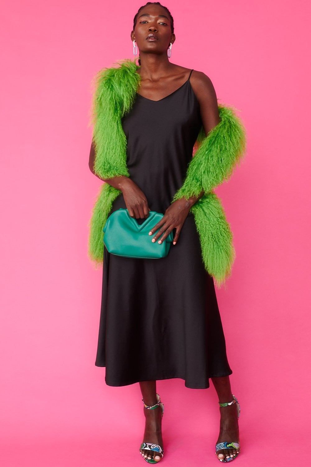 JAYLEY Green Long Mongolian Fur Scarf - Accessories from Jayley US UK