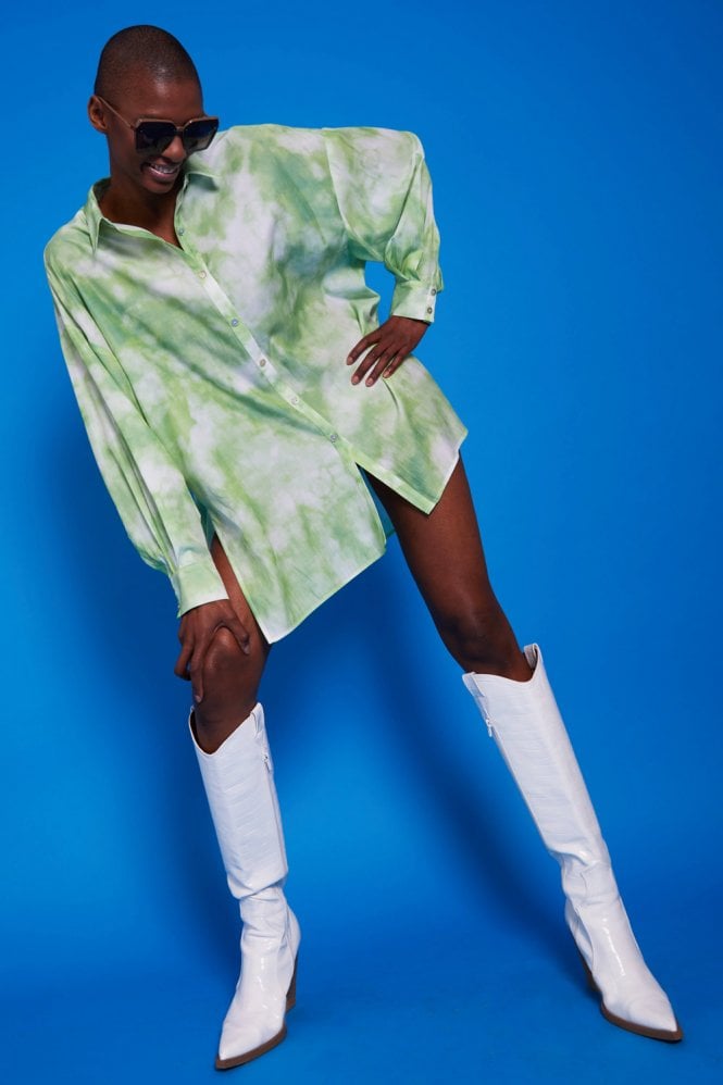 JAYLEY Green Love Herb Green Shirt Dress