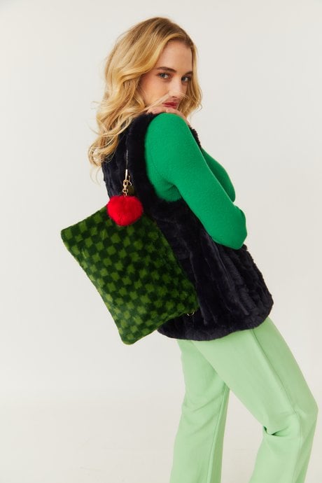 Green Luxury Faux Fur Bag