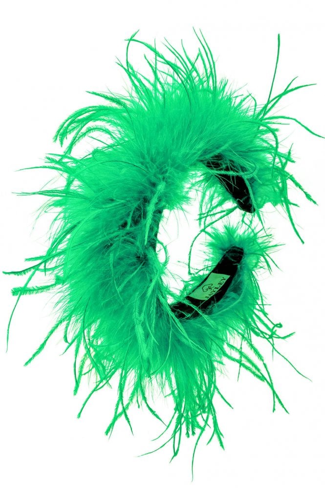 JAYLEY Green Ostrich Feather Headband