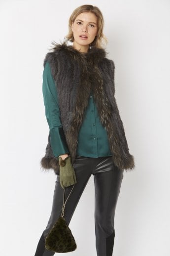 Green Pyramid Faux Fur Bag
