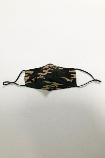 Green Unisex Camo Cotton Face Mask with Filter Pocket