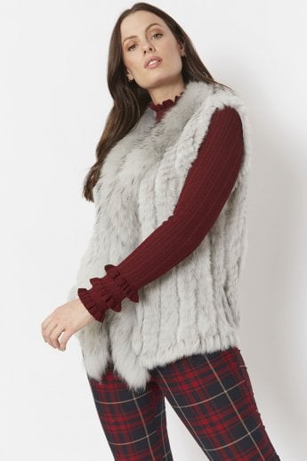 Grey Cashmere Blend Fox and Coney Fur Gilet