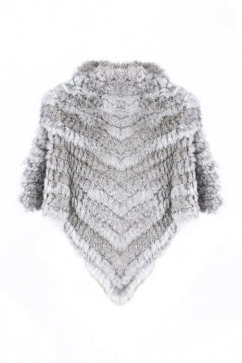 Grey Coney Fur Arctic Poncho