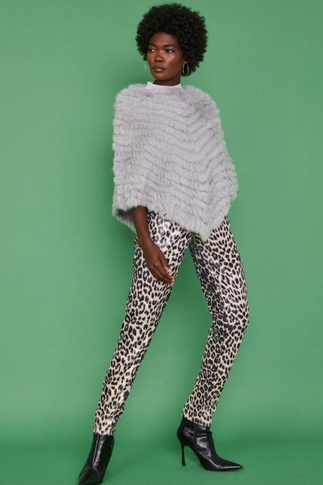 Grey Coney Fur Arctic Poncho