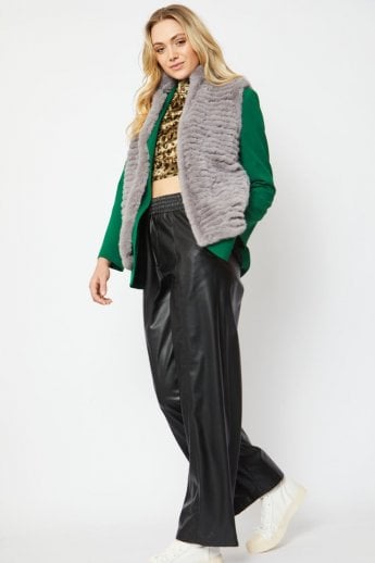 Grey Faux Fur Faux Suede Gilet | Waistcoat