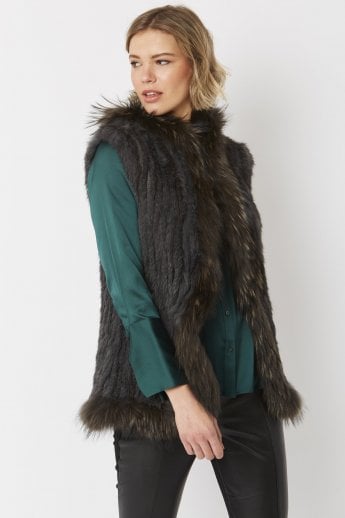 Grey Fox and Coney Fur Hooded Gilet
