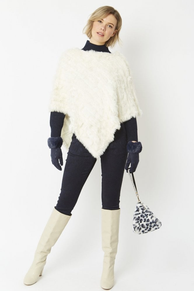 JAYLEY Grey Pyramid Faux Fur Bag