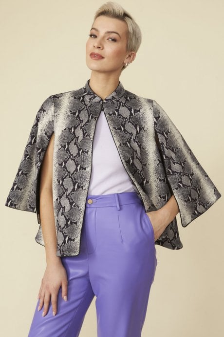 Grey Suedette Snakeskin Effect Cape