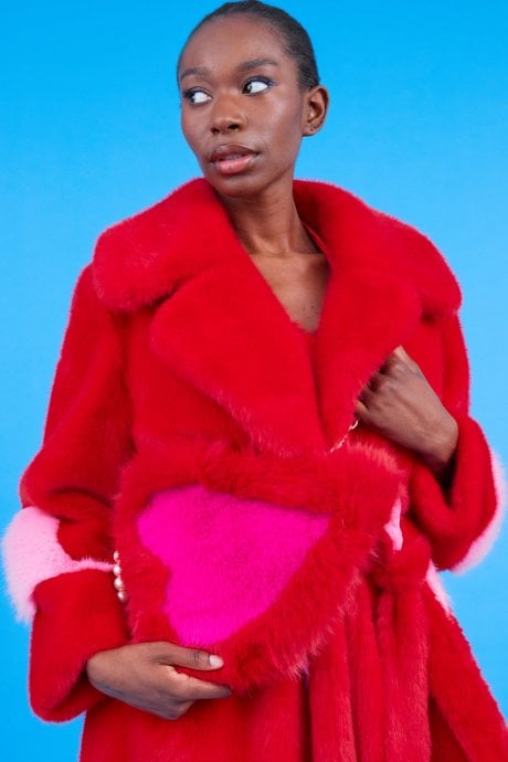 Hand Made Bamboo Faux Fur Love Heart Bag
