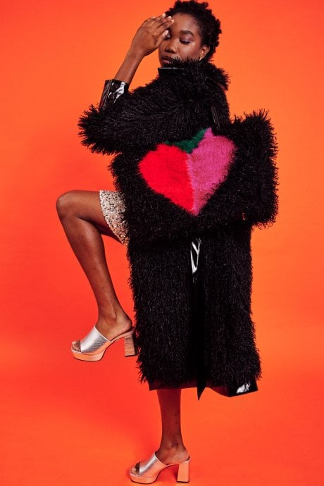 Handmade Bamboo Faux Fur Love heart Bag