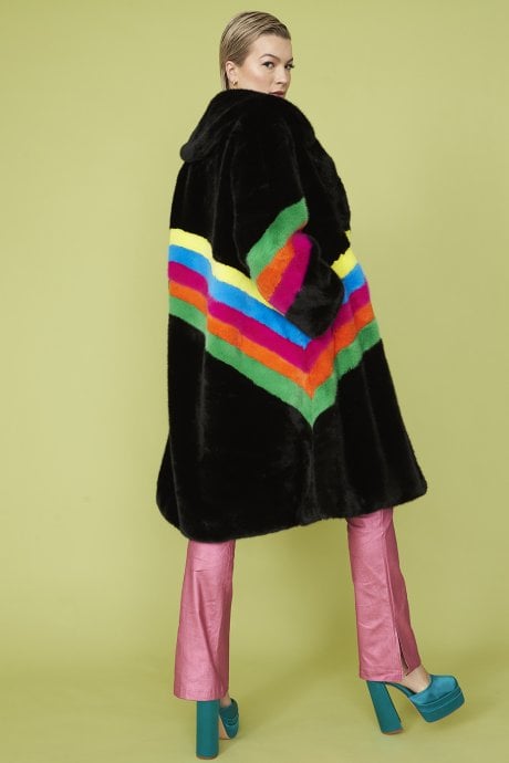 Handmade Eco Faux Fur Rainbow Coat