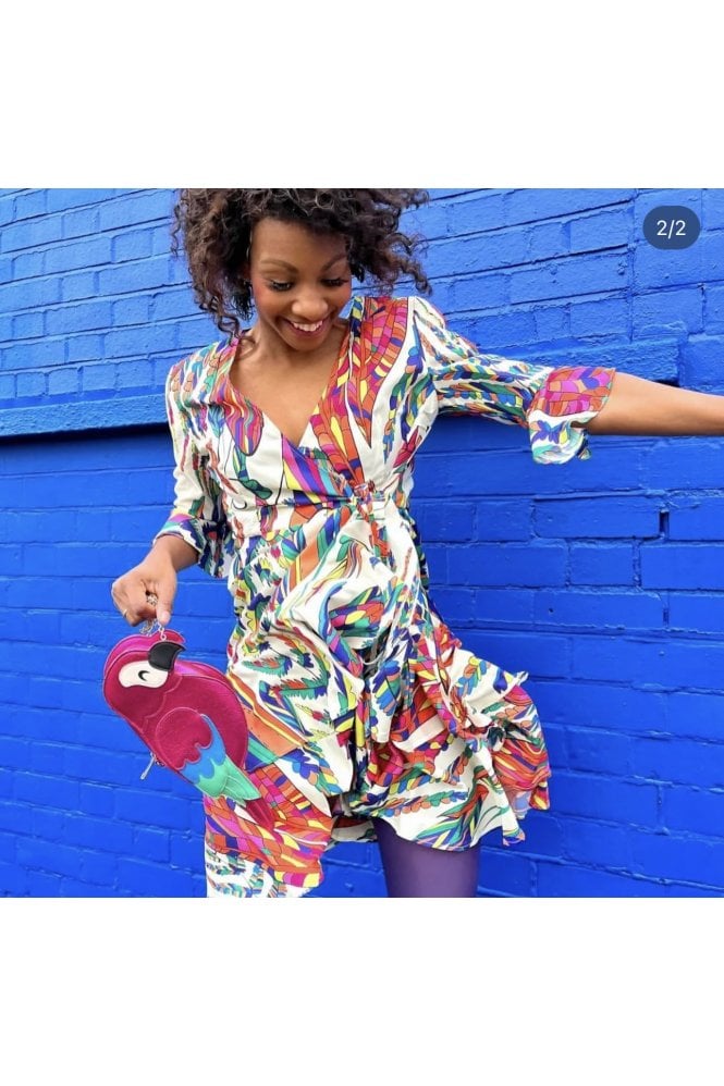 JAYLEY Havanna Tropical Wrap Midi Dress