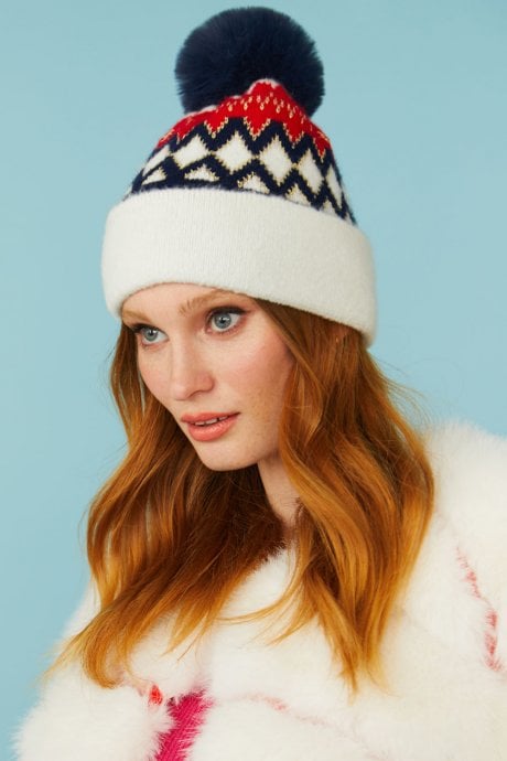 Knitted Faux Fur Pompom Hat