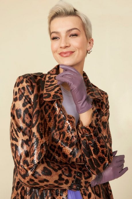 Leather Gloves with Fur Bobble