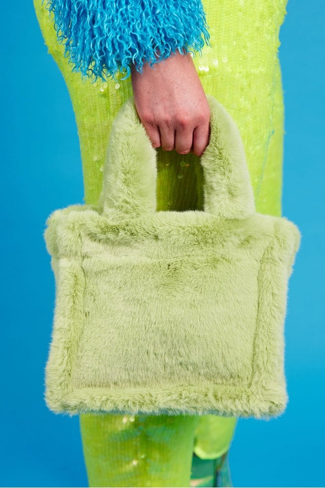 JAYLEY Lime Green Faux Fur Bag