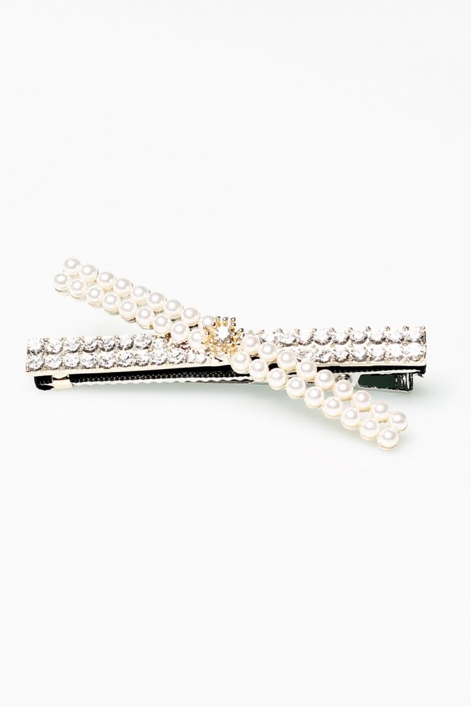 JAYLEY Limited Hand Made Faux Pearl And Crystal Hair Clip