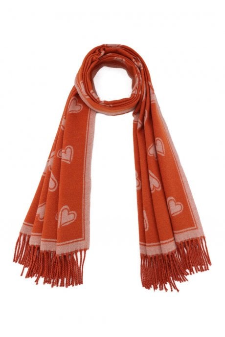 Love Heart Tassel Reversible Cashmere Blend Scarf