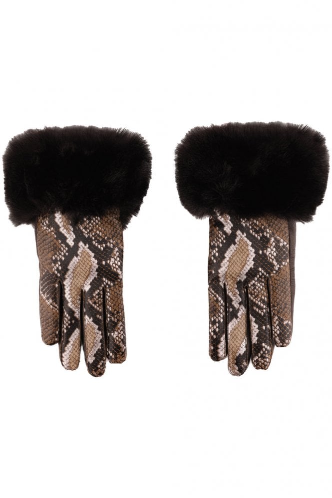 JAYLEY Luxe Leather Snake Print Gloves