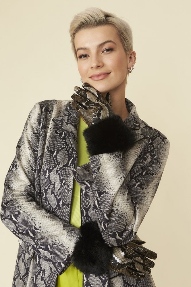 JAYLEY Luxe Leather Snake Print Gloves