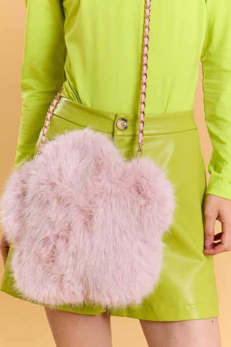 Metallic Bamboo Daisy Faux Fur  Bag