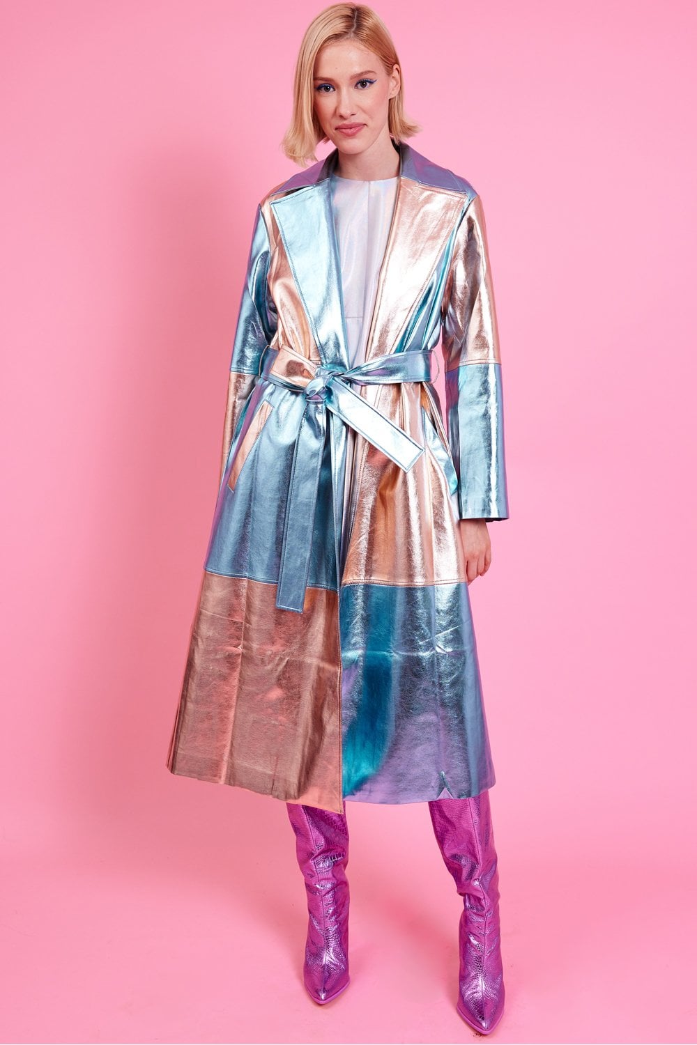 JAYLEY Metallic Hand Cut Patchwork Trench Coat - Womenswear from