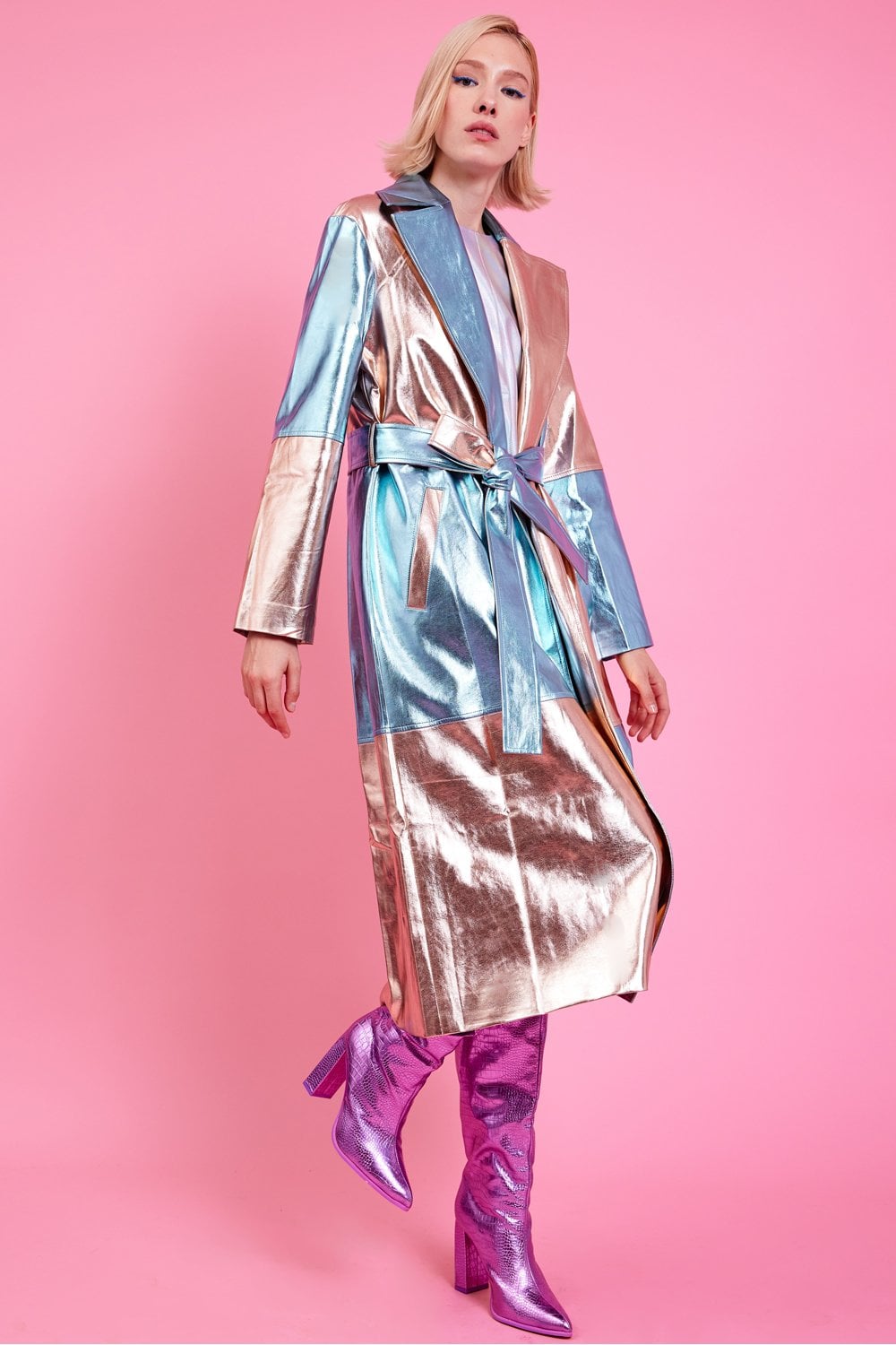 JAYLEY Metallic Hand Cut Patchwork Trench Coat - Womenswear from