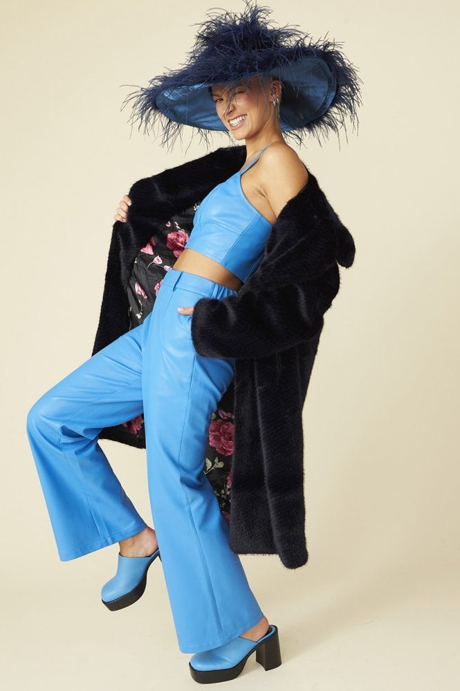 JAYLEY Midnight Blue Bamboo Midi Coat