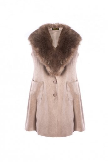 Mocha Faux Fur Faux Suede Gilet | Waistcoat