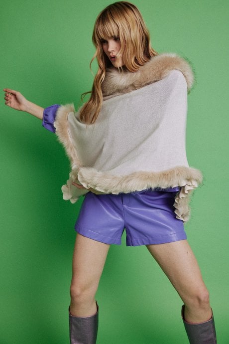 Mocha Faux Fur Poncho