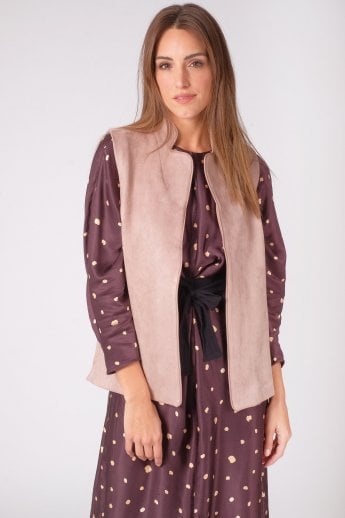 Mocha Faux Suede Gilet | Waistcoat