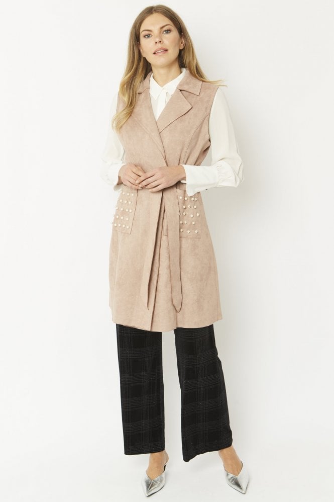 JAYLEY Mocha Faux Suede Gilet