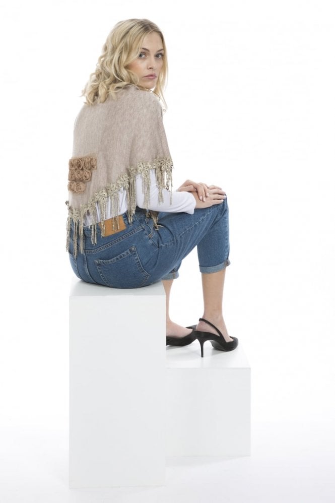 JAYLEY Mocha Fine Knit Vintage Shawl