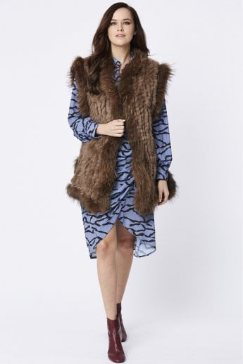 Mocha Long Fox and Coney Fur Gilet