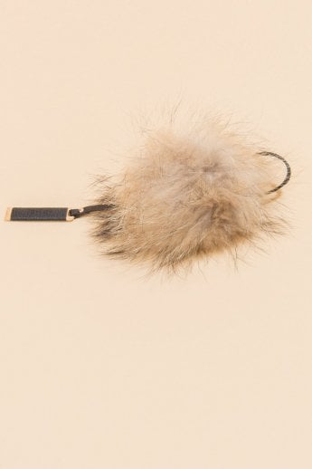 Mocha Luxury Fox Fur Keyring With Gift Box