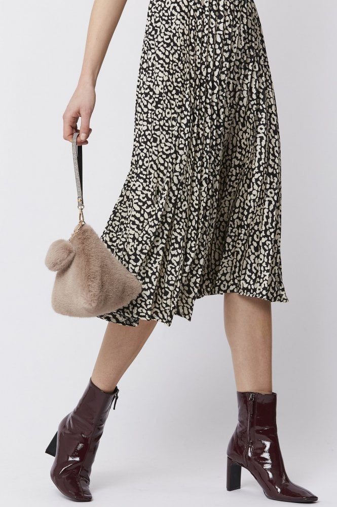 JAYLEY Mocha Pyramid Faux Fur Bag