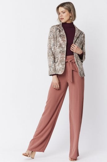 Mocha Suedette Snakeskin Effect Jacket