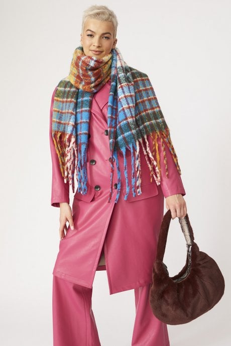Multi Cashmere Blend Check Scarf