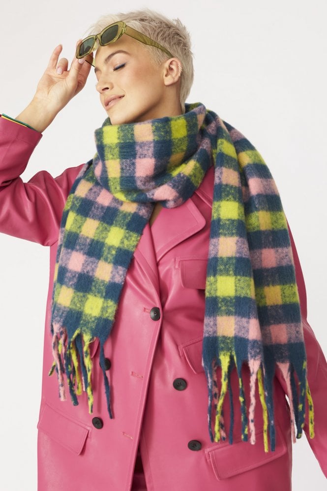 JAYLEY Multi Cashmere Blend Check Scarf