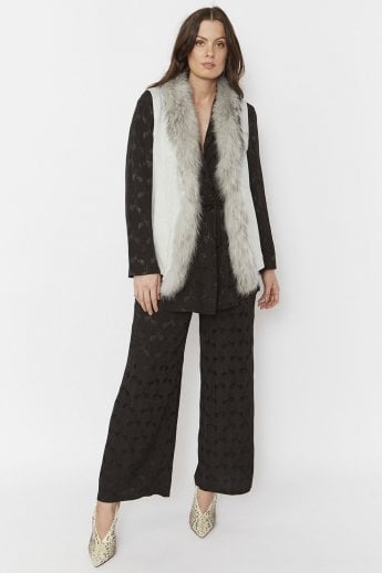 Multi Faux Suede and Fox Fur Gilet