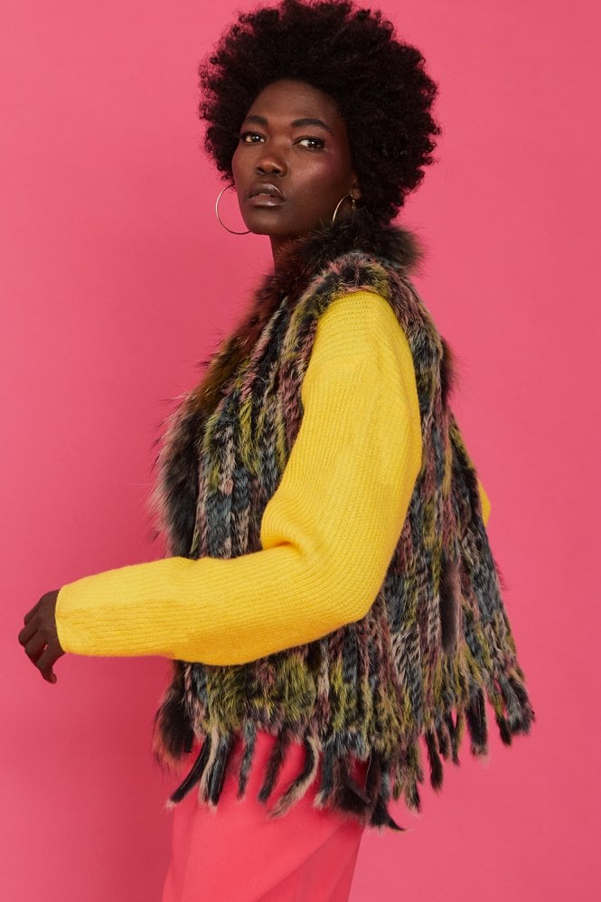 JAYLEY Multi Fox And Coney Fur Gilet
