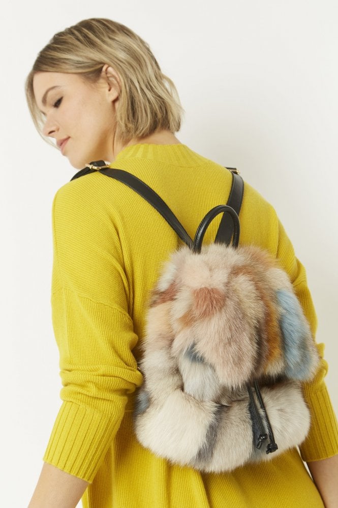 JAYLEY Multi Limited Edition Fox Fur Rucksack
