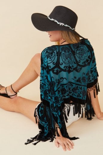 Multi Silk Devore Poncho