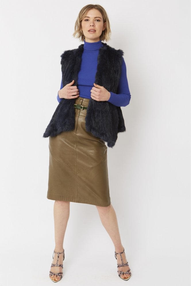 JAYLEY Navy Coney Fur Gilet