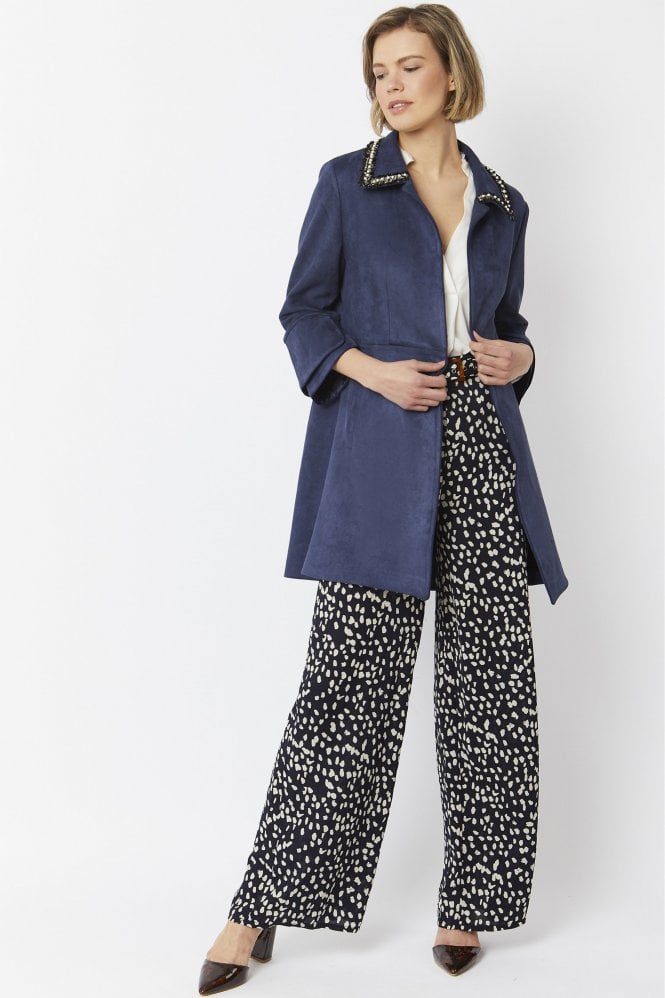 JAYLEY Navy Faux Suede Jacket