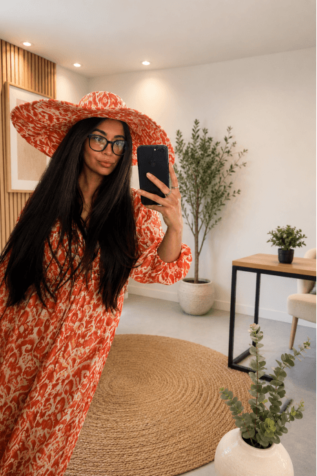 Orange Eco Silk Oversized Flapper Hat