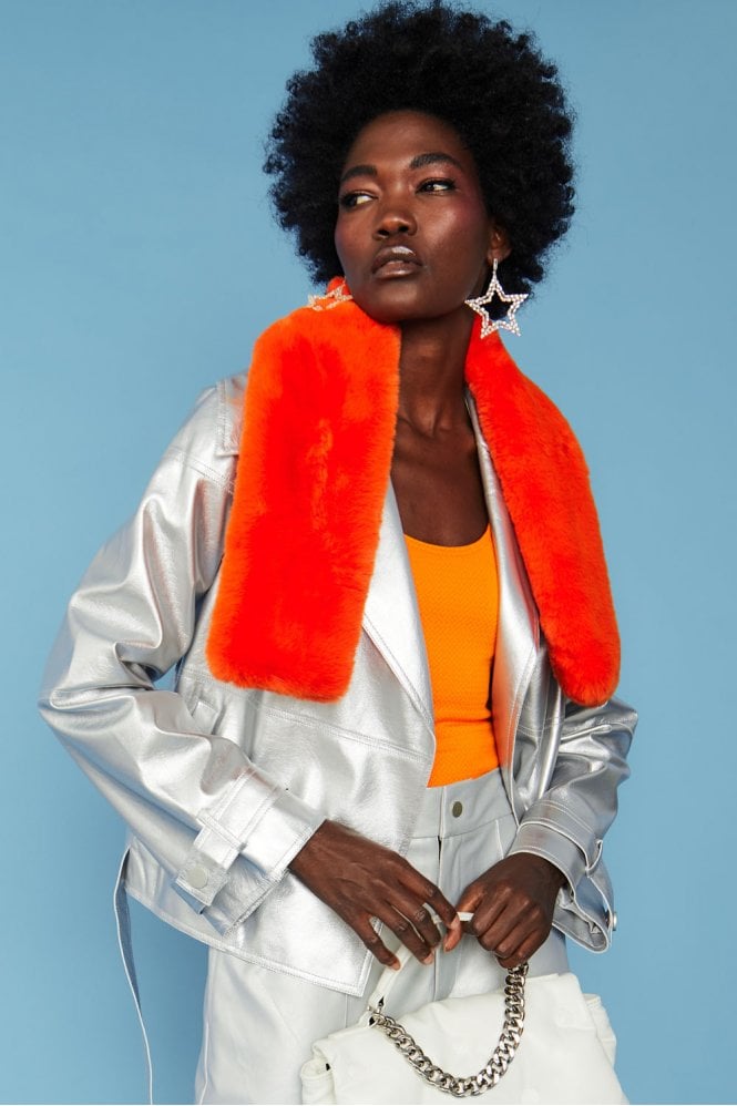JAYLEY Orange Faux Fur Scarf