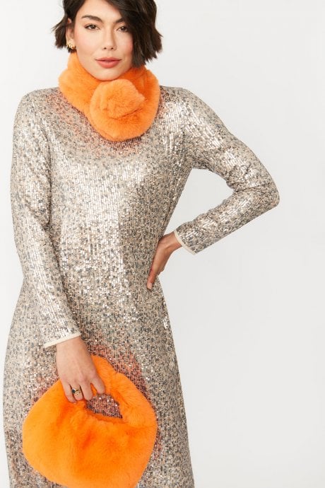 Orange Faux Fur Scarf
