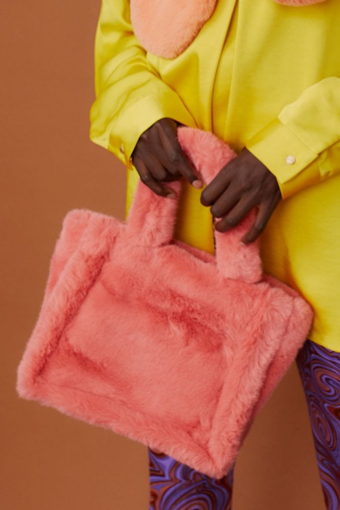 JAYLEY Orange Faux Fur Tote Bag