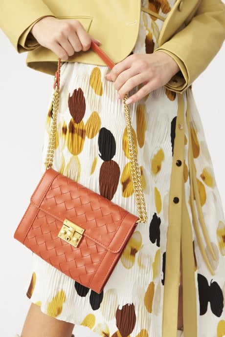 Orange Hand Woven Clutch Bag